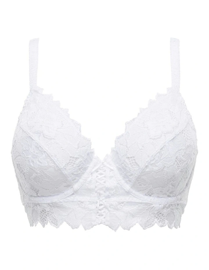 Arum Underwire Longline Lace Bustier Bra in White image 5