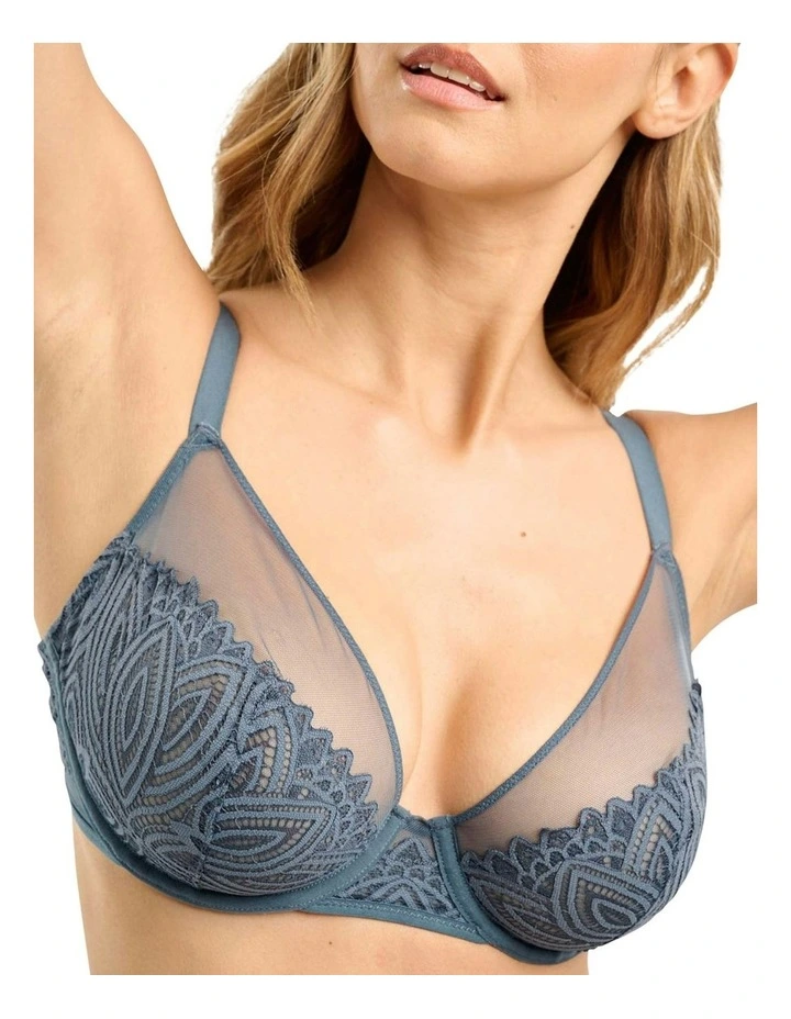 Lisa Unlined Full Cup Underwire Lace Bra in Vintage Indigo image 4
