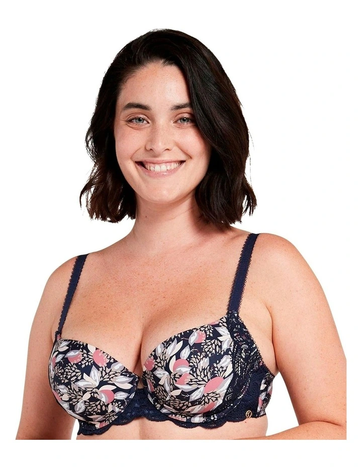 Ariane Fantaisy Underwire Full Cup Bra with Lace in Print Marine Blue image 1