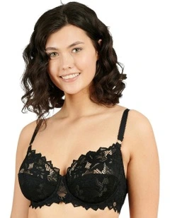 Arum Prima Underwire Unlined Scalloped Lace Bra in Black