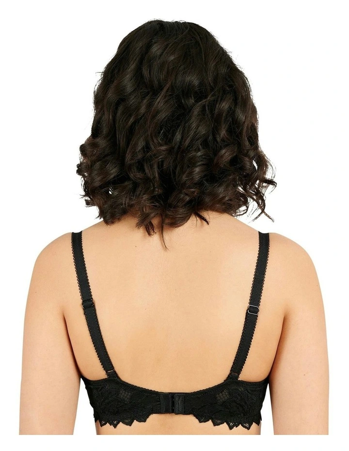 Arum Prima Underwire Unlined Scalloped Lace Bra in Black image 2