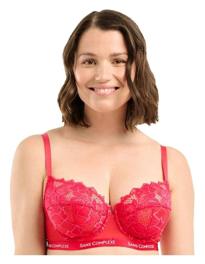 Arum Trend Sheer Lace Longline Balconette Bra in Virtual Pink image 1
