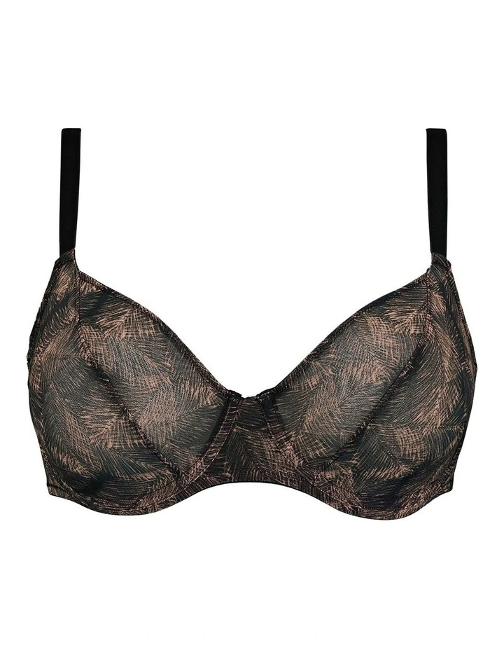 So Pure Fantaisy Sustainable Tulle Wired Full Cup Bra in Print Black/Nude Palms image 7