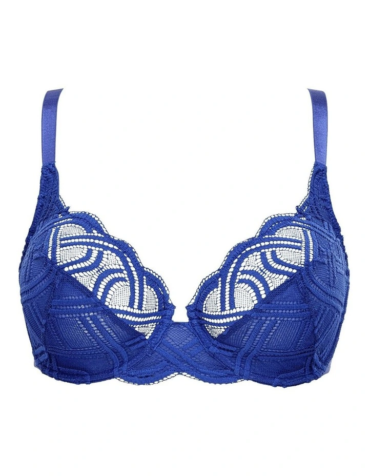 Elise Underwire Scalloped Lace Plunge Bra in Marine Blue image 5