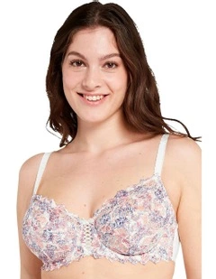 Arum Mosaic Underwired Balconette Lace Bra in Graphic Leaf Print