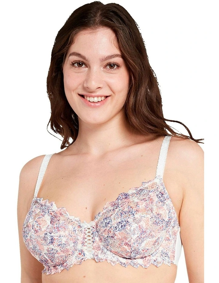 Arum Mosaic Underwired Balconette Lace Bra in Graphic Leaf Print image 1