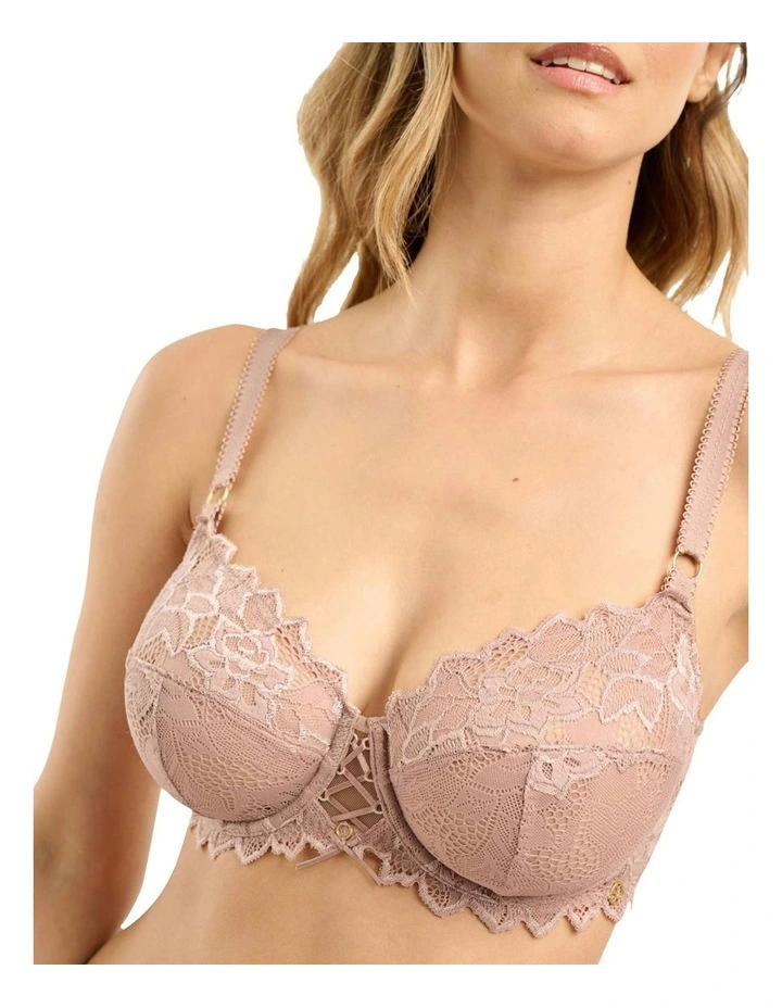 Arum Prima Underwire Unlined Scalloped Lace Bra in Beige Taupe image 4