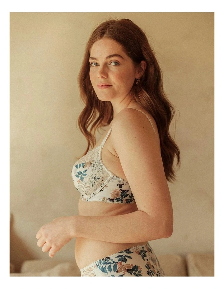 Ariane Fantaisy Wired Half Cup Padded Bra in Ivory Print Floral image 3