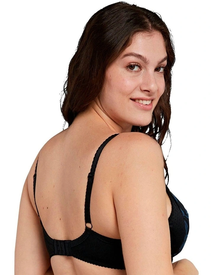 Capucine Wired Two-Tone Lace Bra in Black/Blue image 2