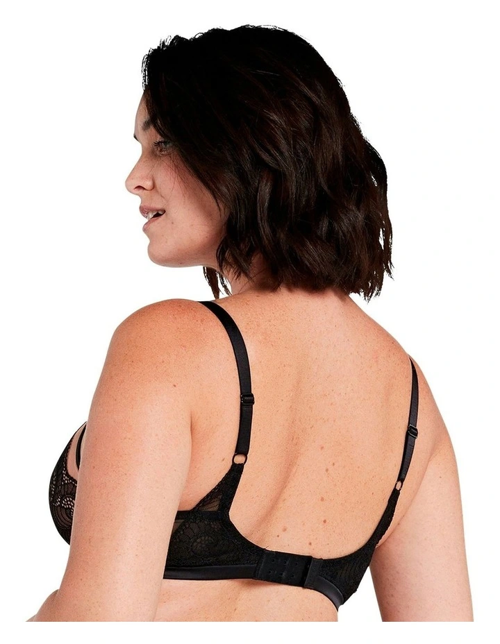 Serena Wired Tulle & Lace Plunge Bra in Black/Nude image 2
