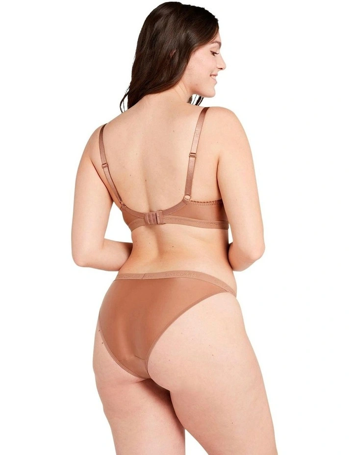 Arum Gloss Wired Half Cup Longline Bra with Lace in Mocha Mousse image 5