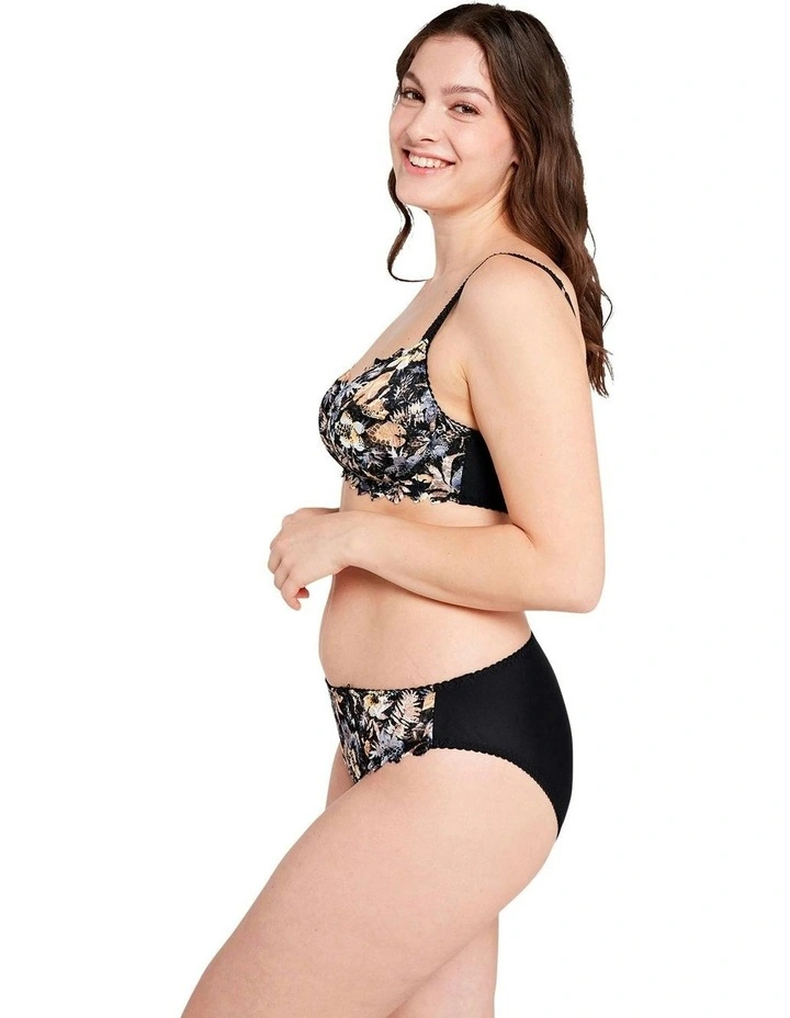 Arum Mosaic Underwired Balconette Lace Bra in Black Background Floral Print image 5
