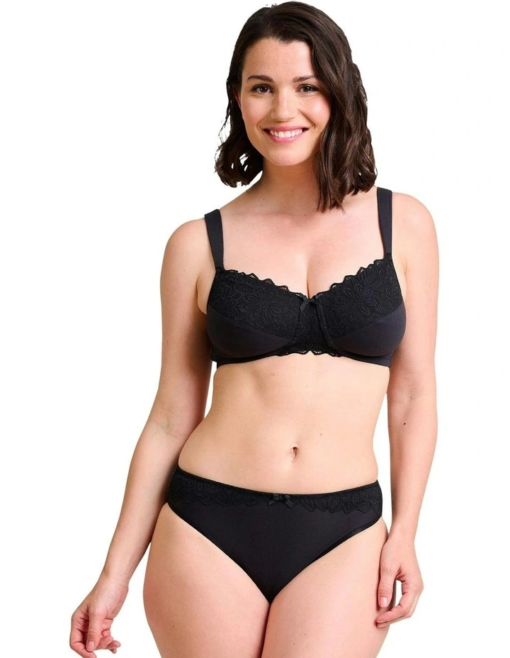 Ava Organic Cotton & Lace Wireless Mastectomy Bra in Black image 5