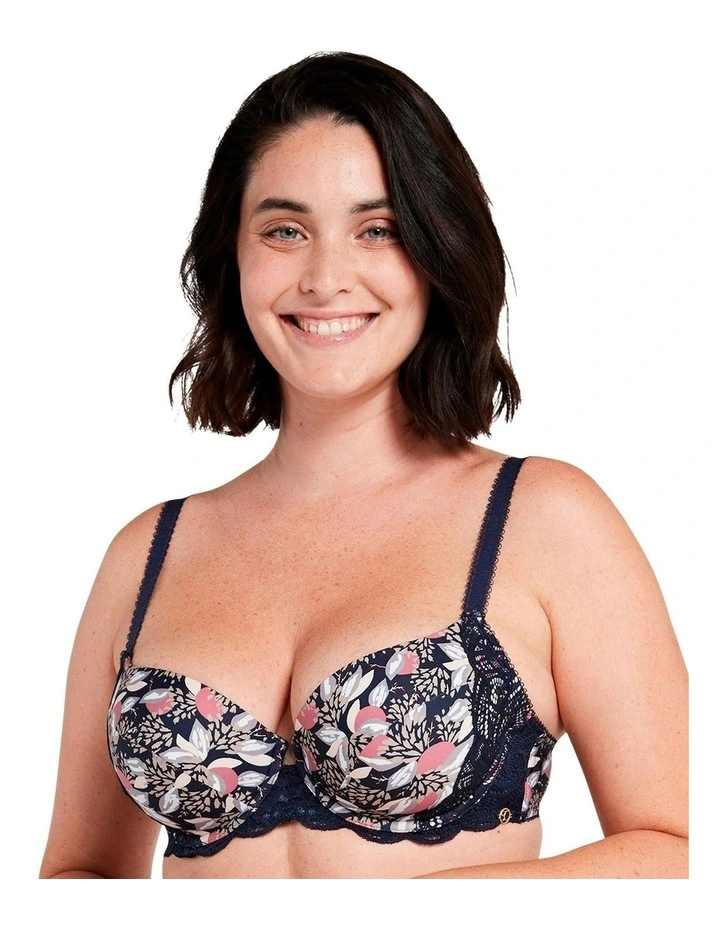 Ariane Fantaisy Wired Half Cup Padded Bra in Print Marine Blue image 1