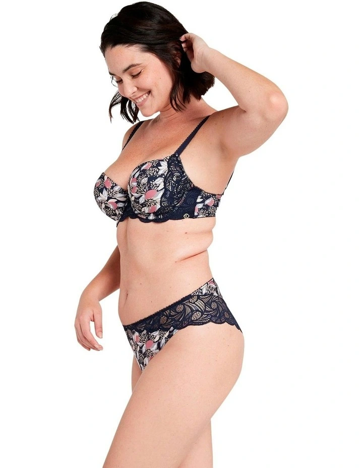 Ariane Fantaisy Wired Half Cup Padded Bra in Print Marine Blue image 5