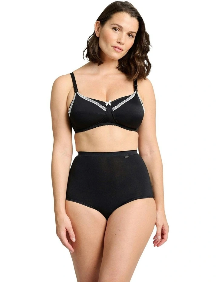 New Caresse Soft Microfibre Wireless Nursing Bra in Black image 4