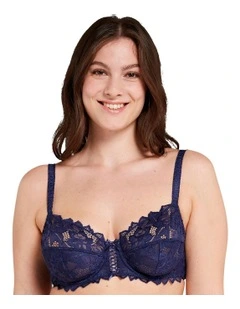 Arum Underwire Balconette Lace Bra in Blue Ribbon