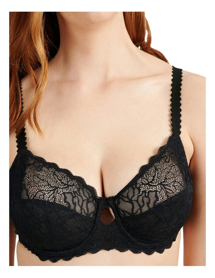 Oceane Sustainable Underwire Full Cup Lace Bra in Black image 3