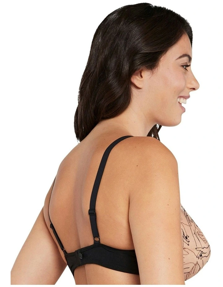 Tamara Embroidered Tulle Wired Plunge Bra in Beige image 2