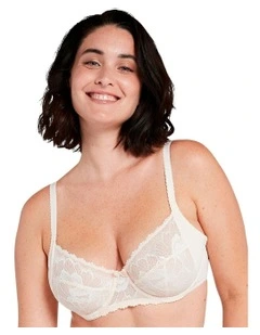 Capucine Wired Two-Tone Lace Bra in Ivory
