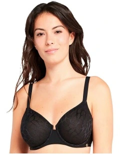 Perfect Curves Smooth Lace Wired T-shirt Bra in Black