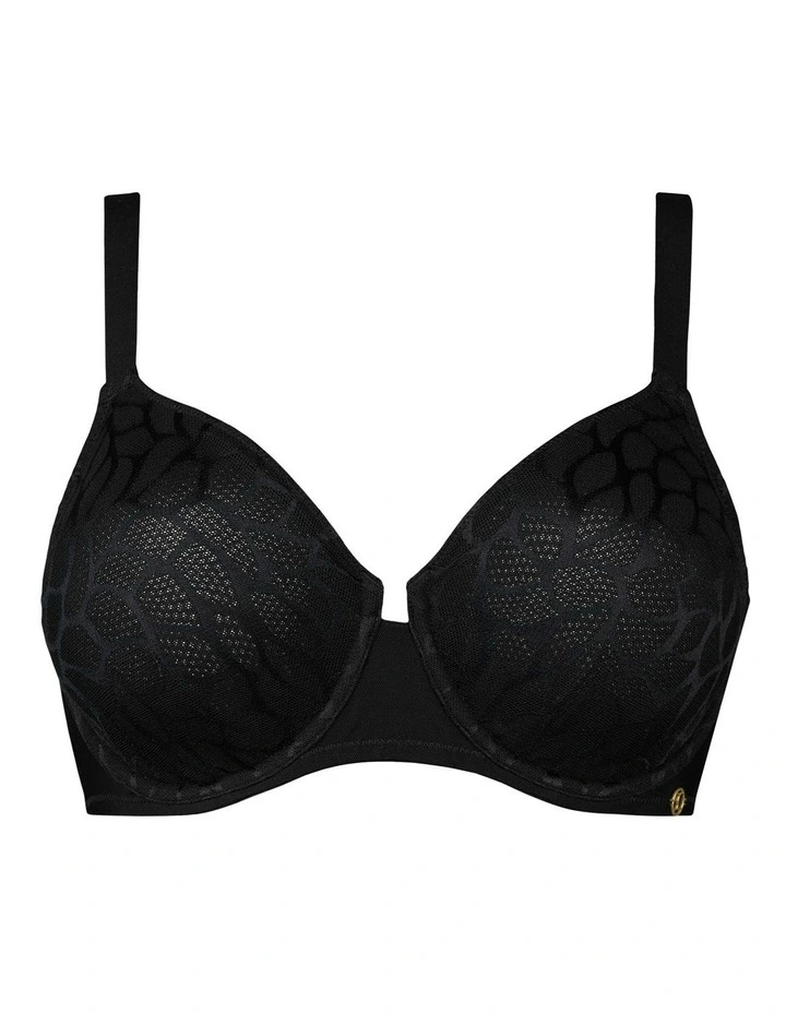 Perfect Curves Smooth Lace Wired T-shirt Bra in Black image 7