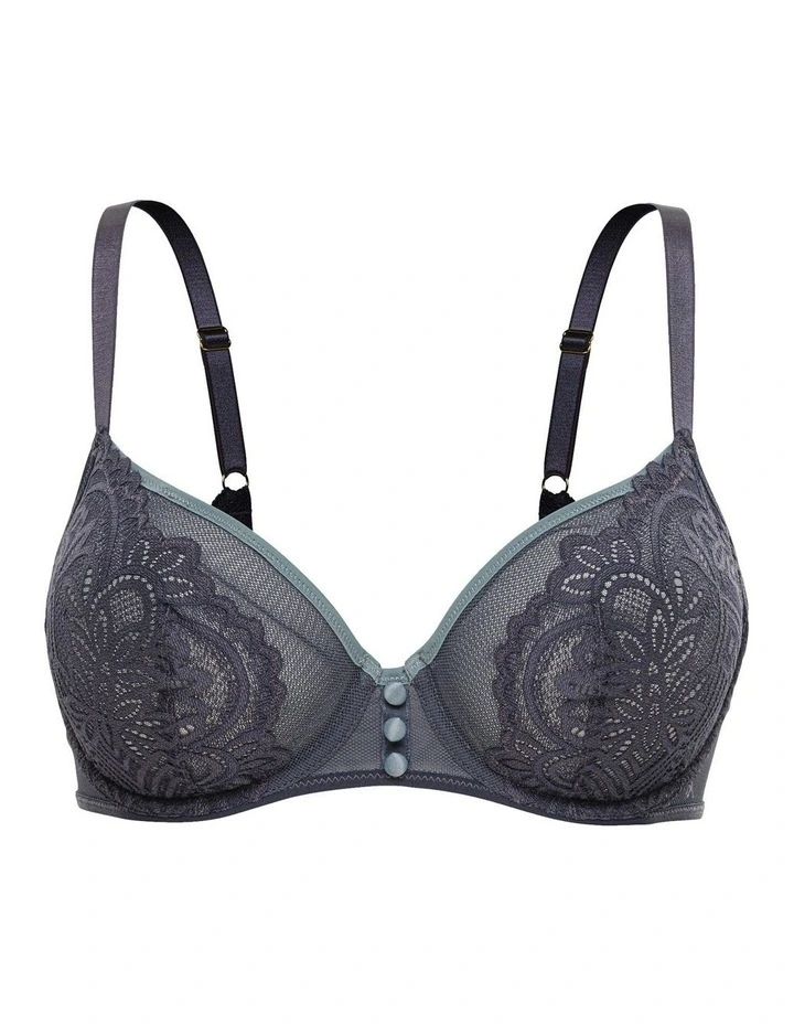 Lyse Underwire Half Cup Bra With Lace in Blue Night image 4