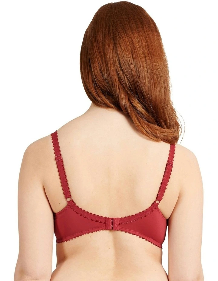 Oceane Sustainable Underwire Full Cup Lace Bra in Rumba Red image 2