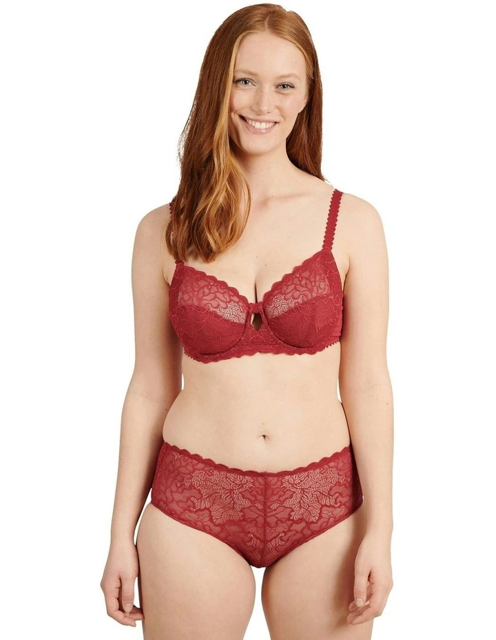 Oceane Sustainable Underwire Full Cup Lace Bra in Rumba Red image 3