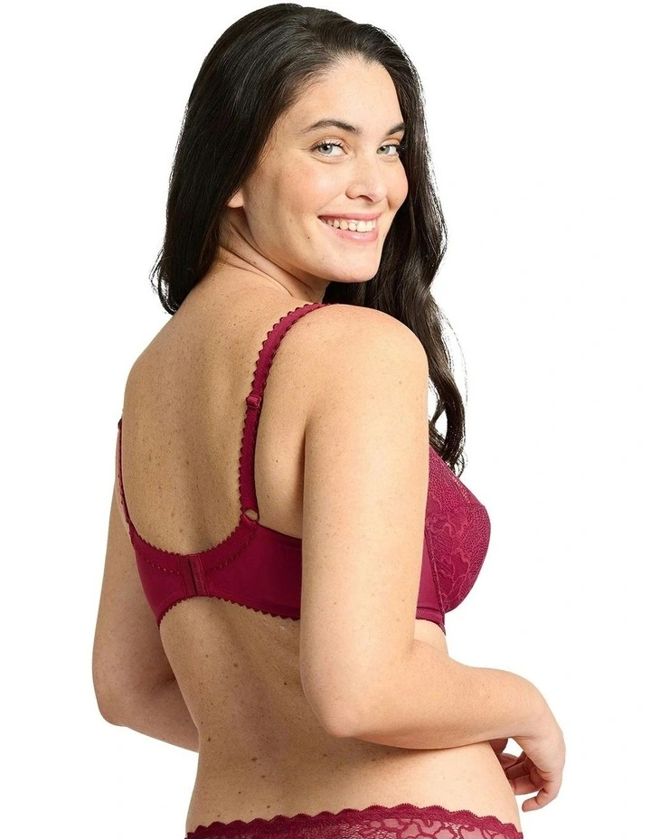 Oceane Sustainable Underwire Full Cup Lace Bra in Rumba Red image 4