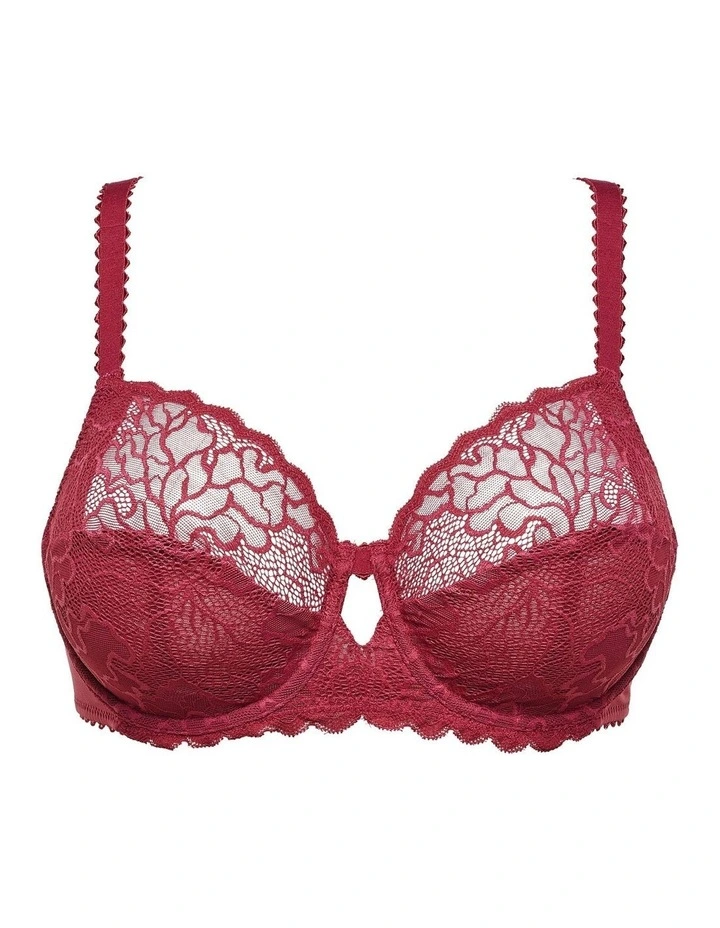 Oceane Sustainable Underwire Full Cup Lace Bra in Rumba Red image 5
