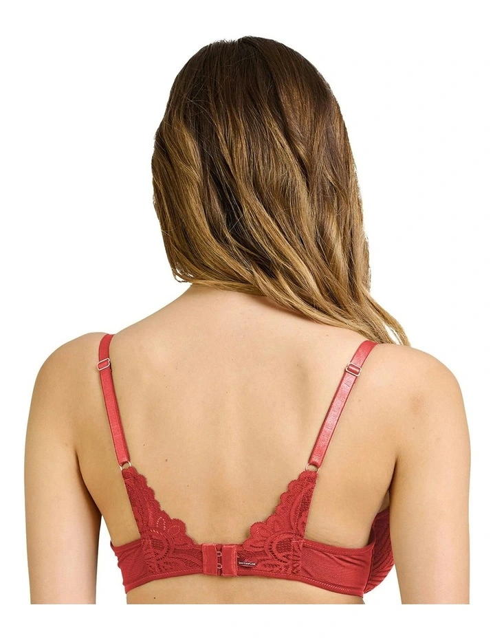 Lyse Underwire Half Cup Bra With Lace in Pompei Red image 2