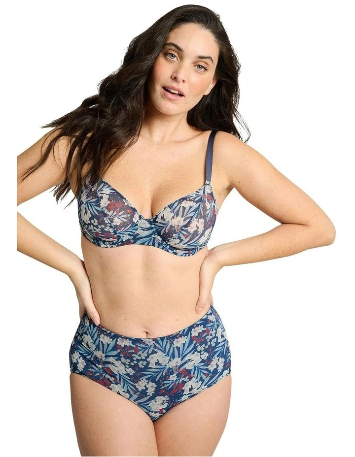 Sustainable Tulle Underwire Floral Print Full Cup Bra in Blue Marine image 7