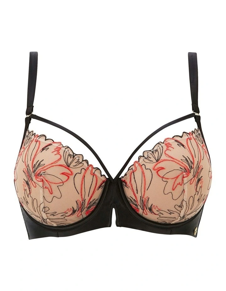 Alberta Sheer Embroidery Half Cup Wired Bra in Black image 4