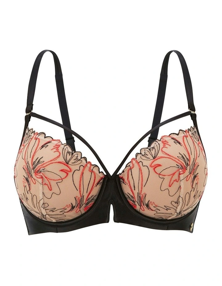 Alberta Sheer Embroidery Half Cup Wired Bra in Black image 5