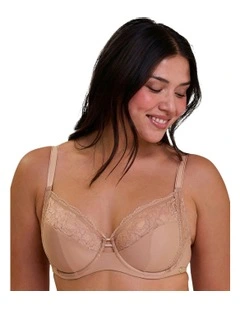 Lily Full Cup Wired Bra With Lace in Beige