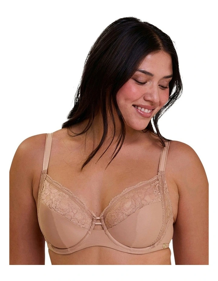 Lily Full Cup Wired Bra With Lace in Beige image 1