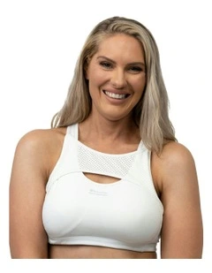 High Impact Active Crop Top Sports Bra in White