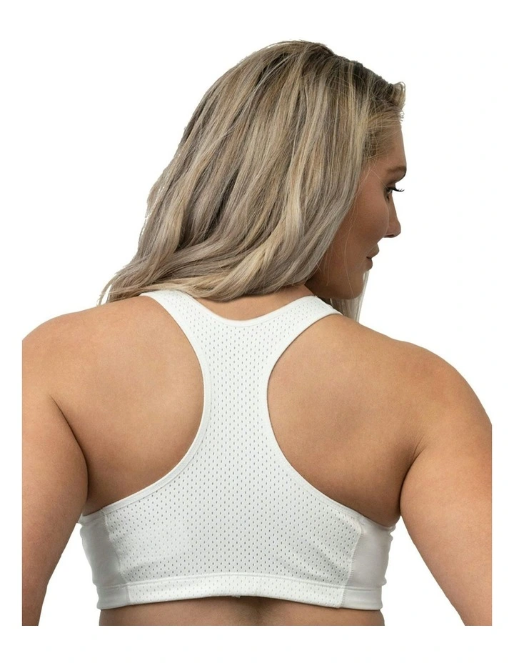High Impact Active Crop Top Sports Bra in White image 2