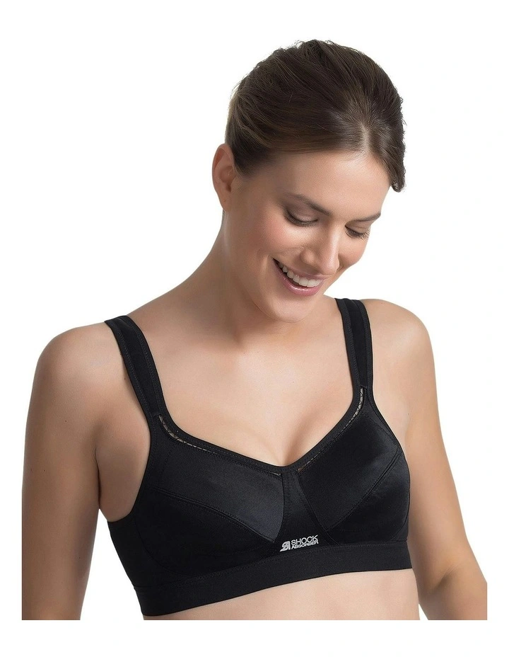 Active Classic Support Wirefree Sports Bra in Black image 4