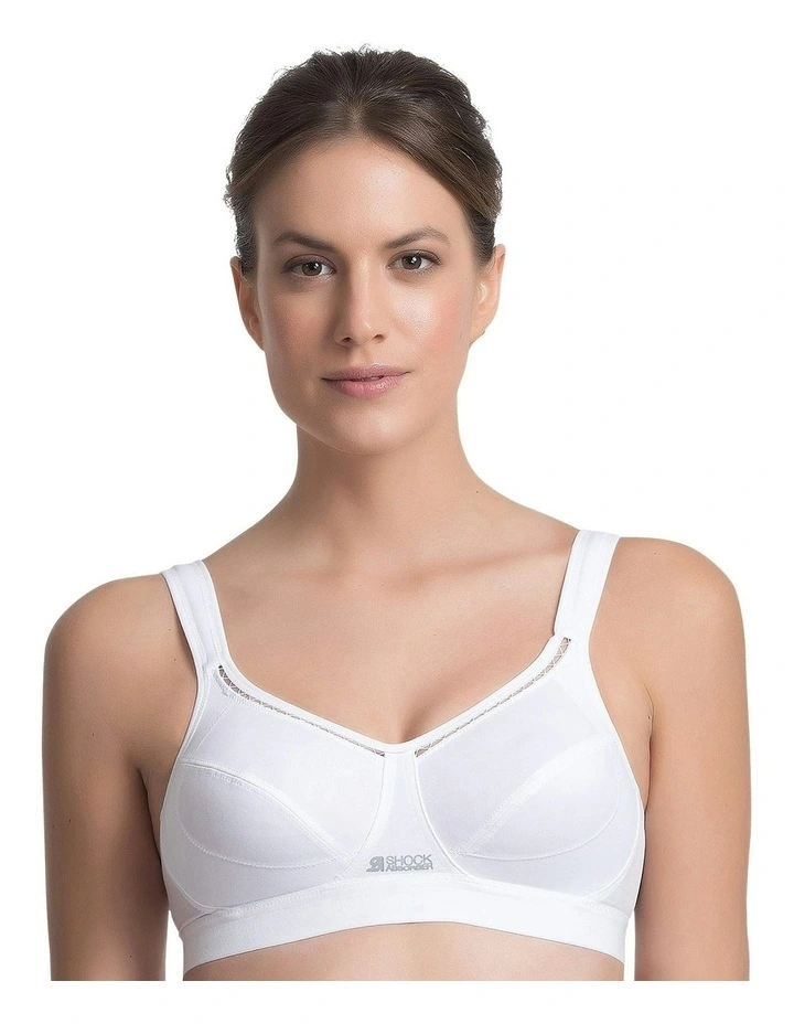 Active Classic Support Wirefree Sports Bra in White image 3