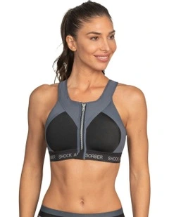 Infinity Front Close Power Bra in Slate Gray/Black