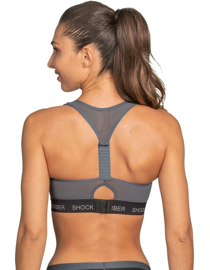 Infinity Front Close Power Bra in Slate Gray/Black image 2
