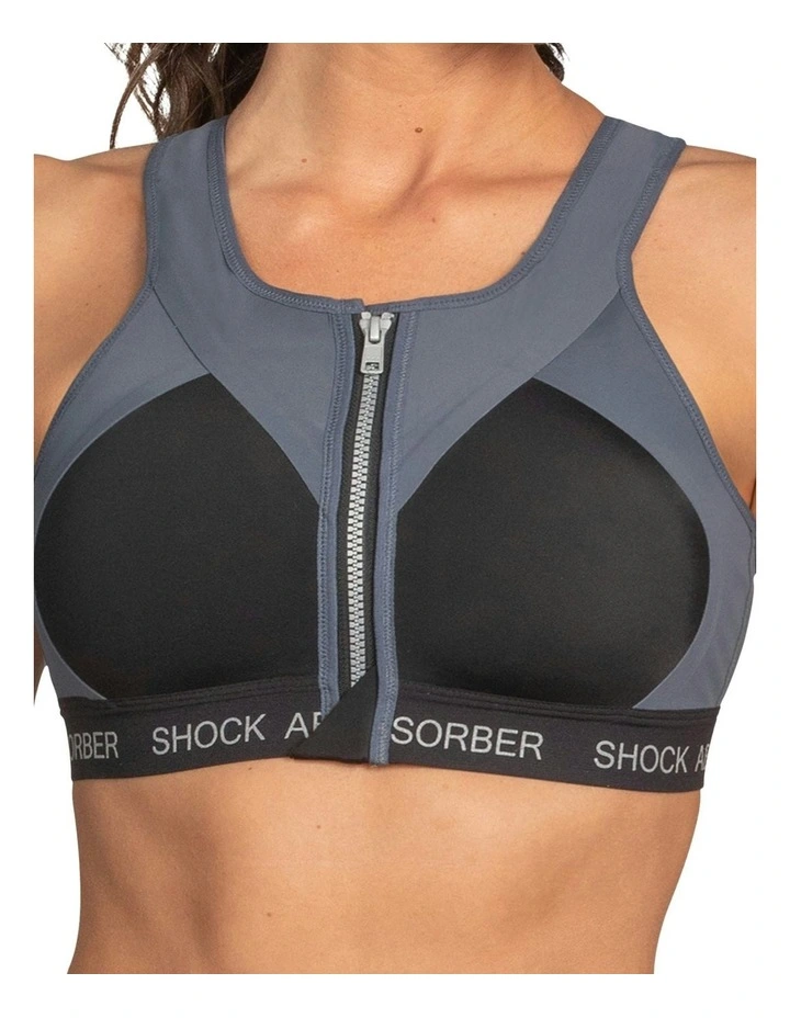 Infinity Front Close Power Bra in Slate Gray/Black image 3