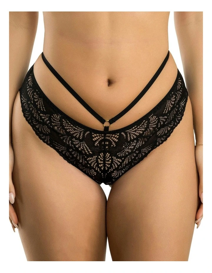 Olivia Strappy Detail Lace Hipster Brief in Black image 1