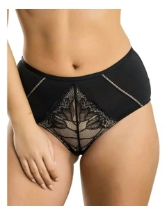 Charlene High Waist Brief With Lace in Black
