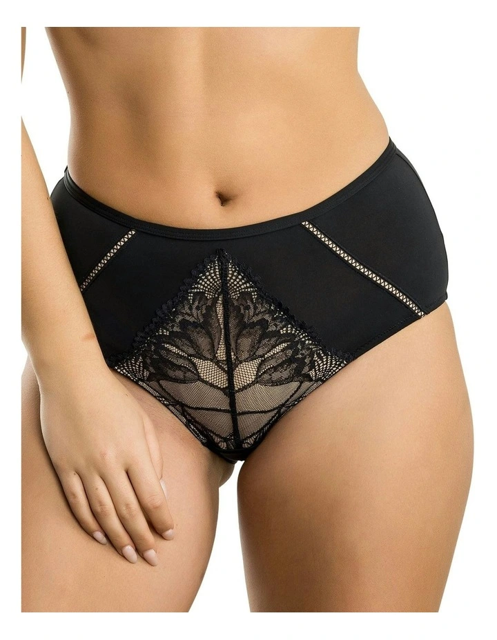 Charlene High Waist Brief With Lace in Black image 1