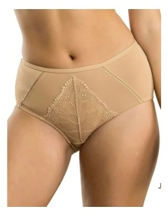 Charlene High Waist Brief With Lace in Warm Sand