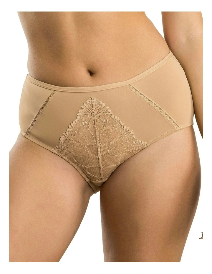 Charlene High Waist Brief With Lace in Warm Sand image 1
