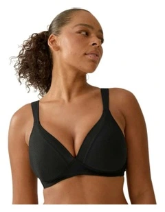 Wednesday Jacquard Wireless T-shirt Bra With Padded Straps in Black